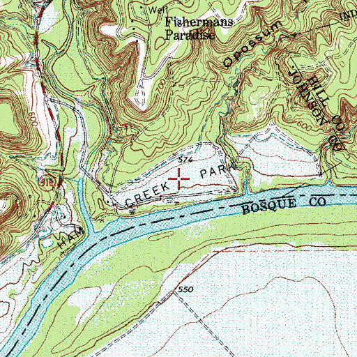 Topographic Map of Ham Creek Park, TX
