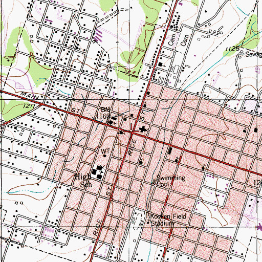 Topographic Map of Hamilton, TX