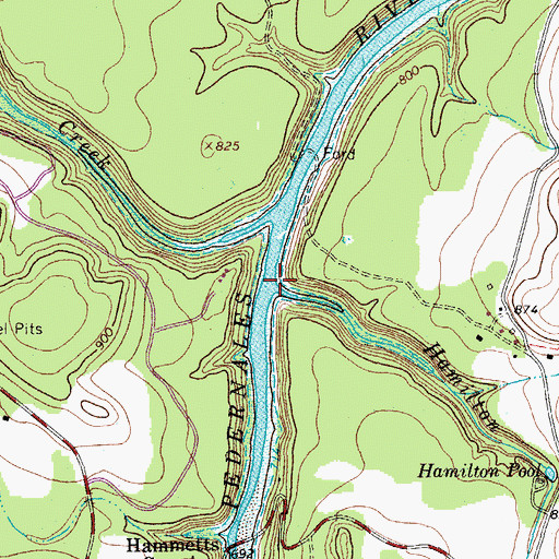 Topographic Map of Hamilton Creek, TX