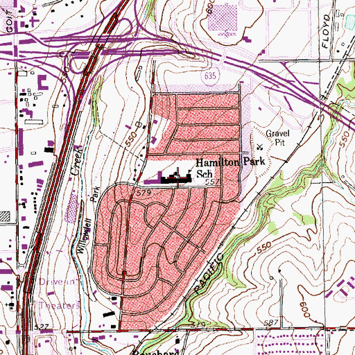 Topographic Map of Hamilton Park School, TX
