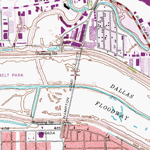 Topographic Map of Hampton Road Viaduct, TX