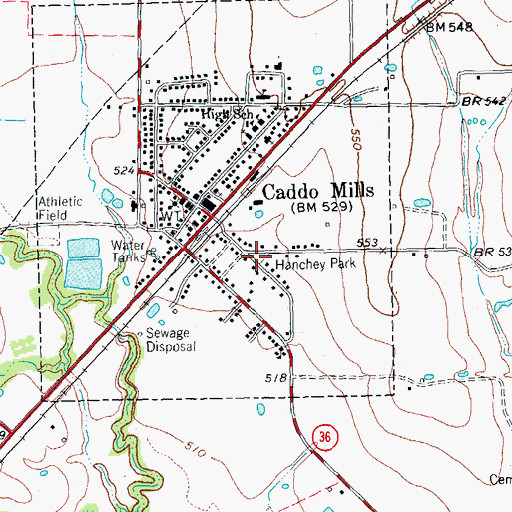 Topographic Map of Hanchey Park, TX