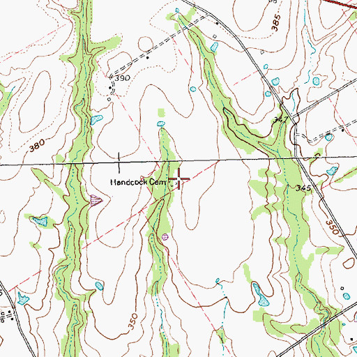 Topographic Map of Handcock Cemetery, TX
