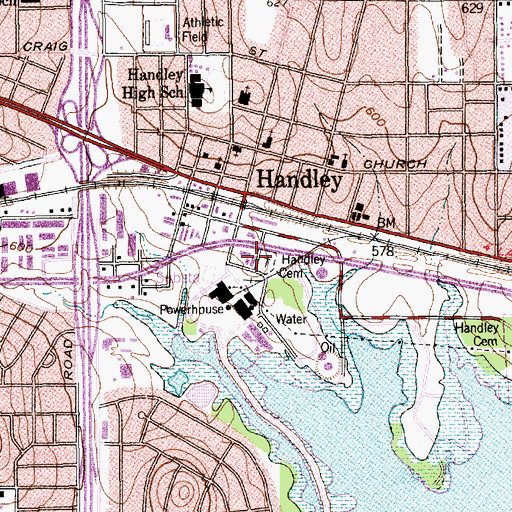 Topographic Map of Handley Cemetery, TX