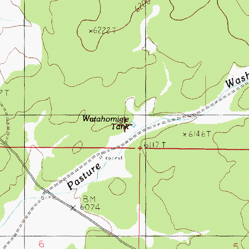 Topographic Map of Watahomigie Tank, AZ