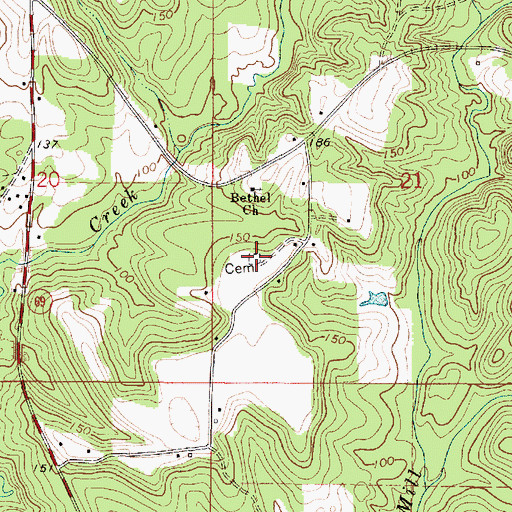 Topographic Map of Webb Cemetery, AL