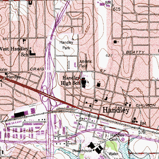 Topographic Map of Handley High School, TX