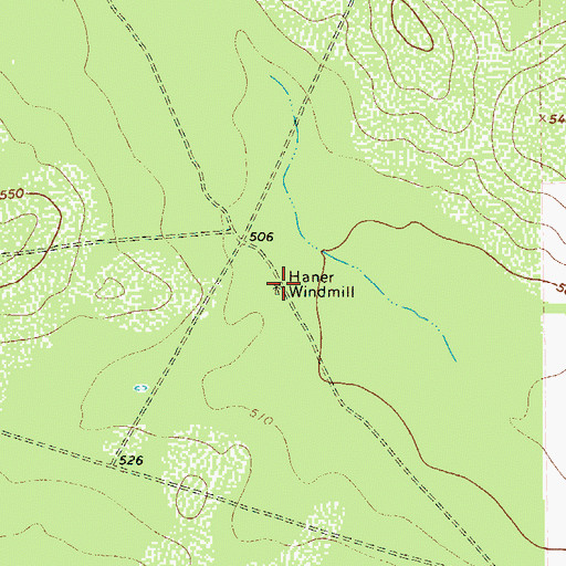 Topographic Map of Haner Windmill, TX