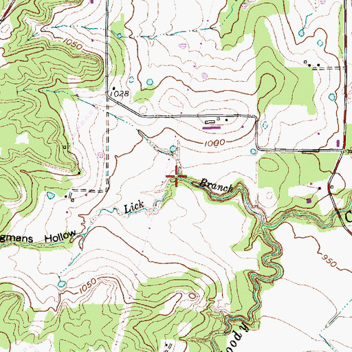 Topographic Map of Hangmans Hollow, TX