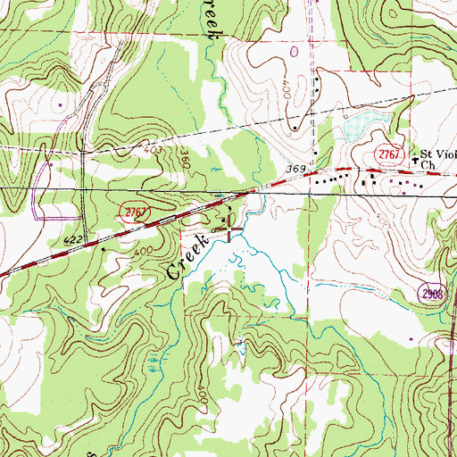 Topographic Map of Hankins Creek, TX