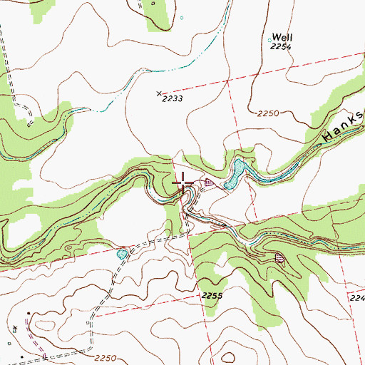 Topographic Map of Hanks Hollow, TX