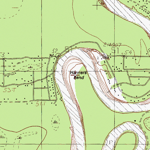 Topographic Map of Hanners Bend, TX