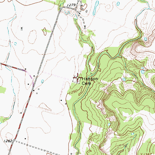 Topographic Map of Hanson Cemetery, TX