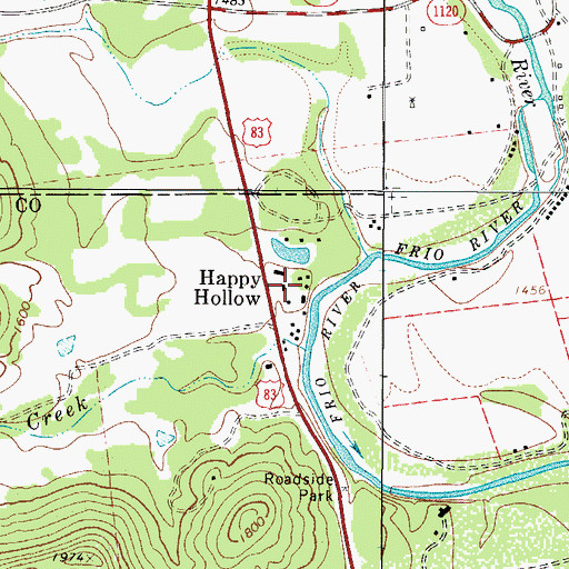 Topographic Map of Happy Hollow, TX
