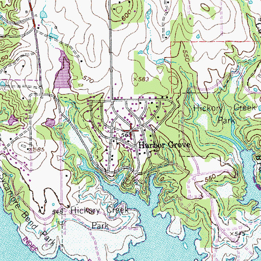 Topographic Map of Harbor Grove, TX