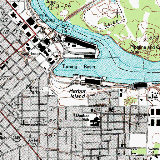 Topographic Map of Harbor Island, TX