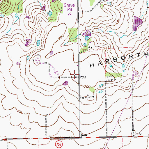 Topographic Map of Harborth Hill, TX
