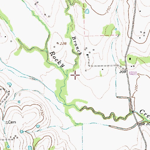 Topographic Map of Hardeman Branch, TX