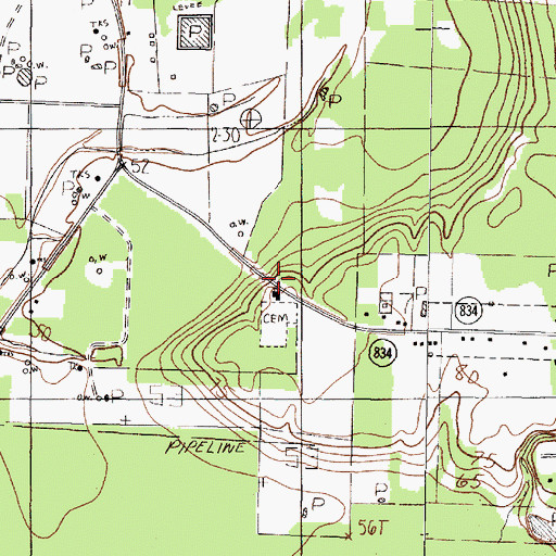 Topographic Map of Hardin Church, TX