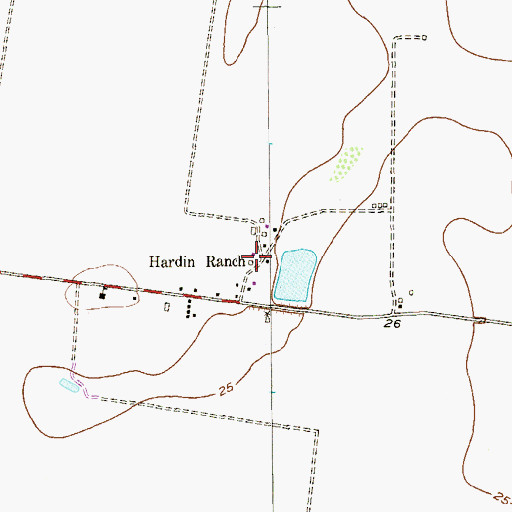 Topographic Map of Hardin Ranch, TX