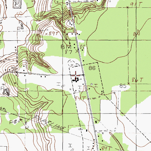 Topographic Map of Hardin School, TX