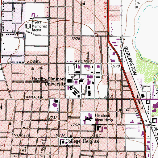 Topographic Map of Hardin-Simmons University, TX