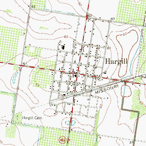 Topographic Map of Hargill, TX