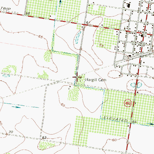 Topographic Map of Hargill Cemetery, TX
