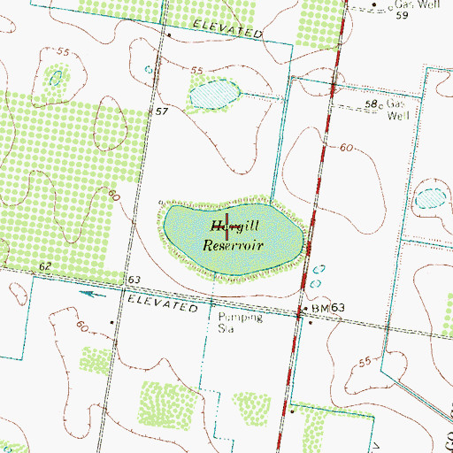 Topographic Map of Hargill Reservoir, TX