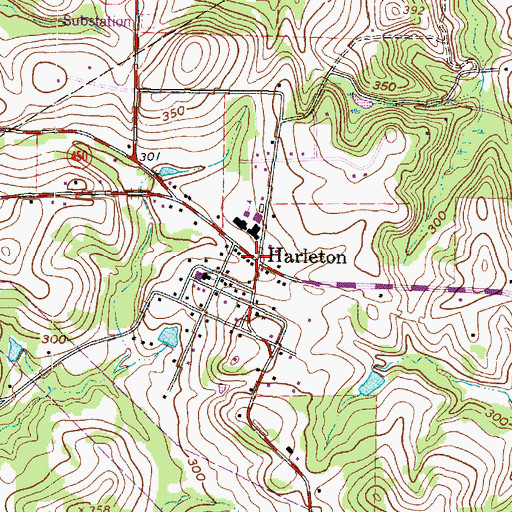 Topographic Map of Harleton, TX