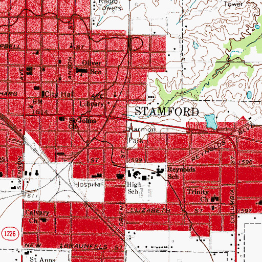 Topographic Map of Harmon Park, TX