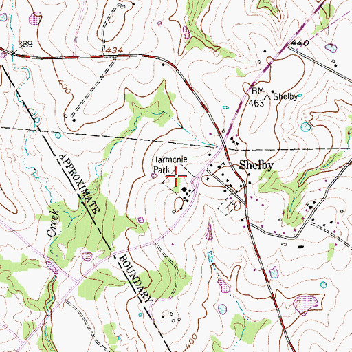Topographic Map of Harmonie Park, TX