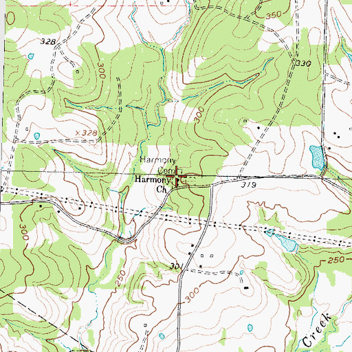 Topographic Map of Harmony Church, TX
