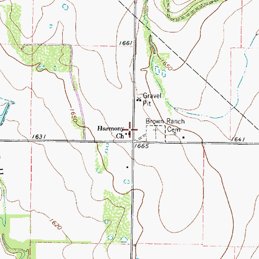 Topographic Map of Harmony Church, TX