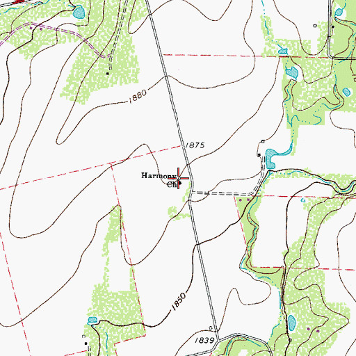 Topographic Map of Harmony Church, TX