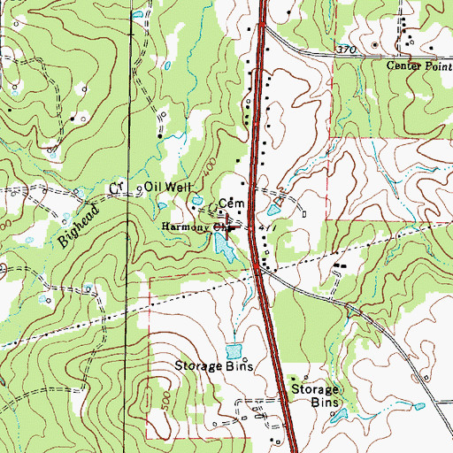 Topographic Map of Harmony Church, TX