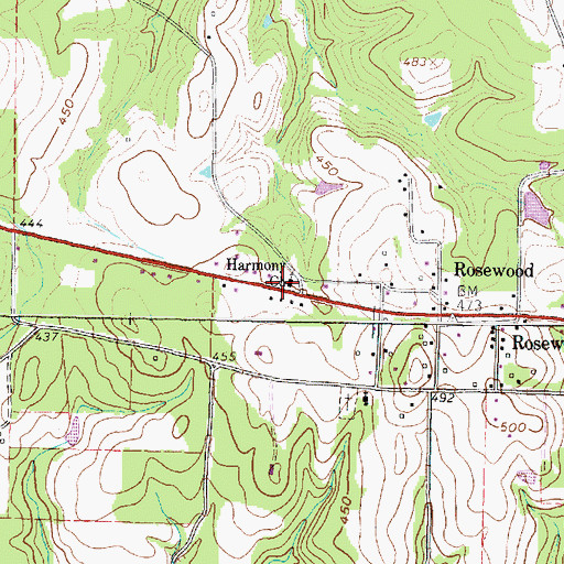 Topographic Map of Harmony Church, TX