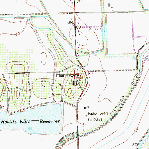 Topographic Map of Harmony Hill, TX
