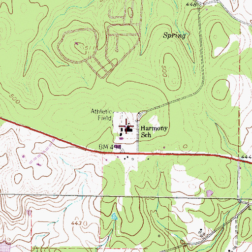 Topographic Map of Harmony School, TX