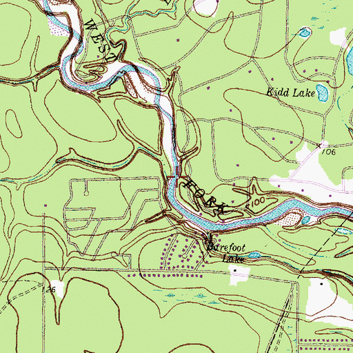 Topographic Map of Harpers Horsepen Branch, TX