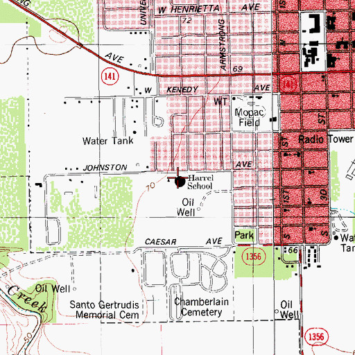 Topographic Map of Harrel School, TX