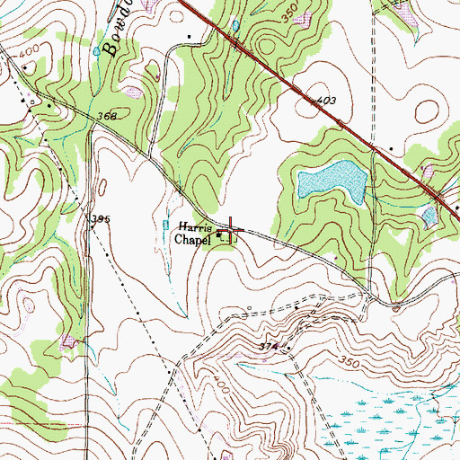 Topographic Map of Harris Chapel, TX