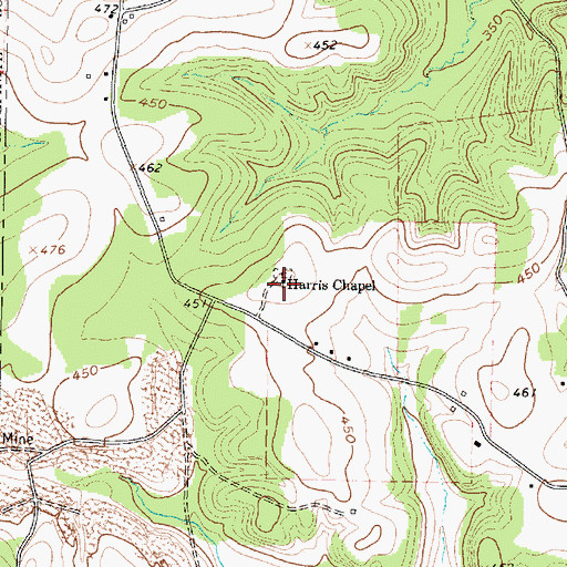 Topographic Map of Harris Chapel, TX