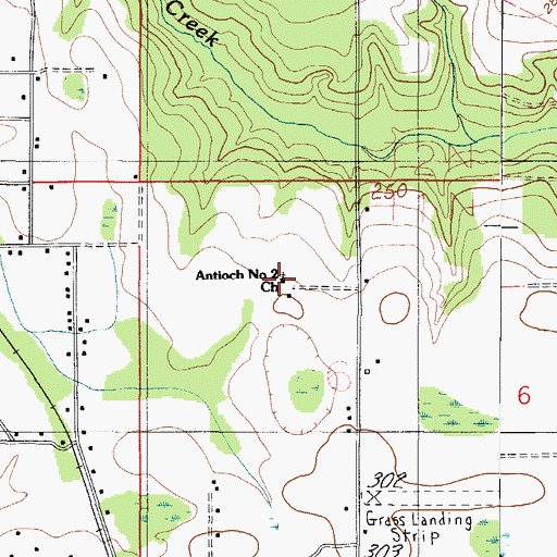 Topographic Map of Antioch Number 2 Church, AL