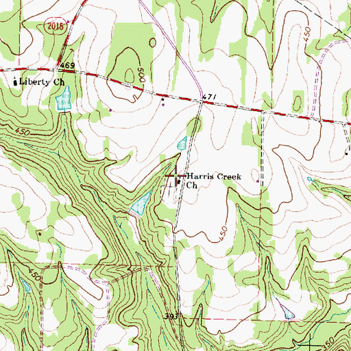 Topographic Map of Harris Creek Church, TX