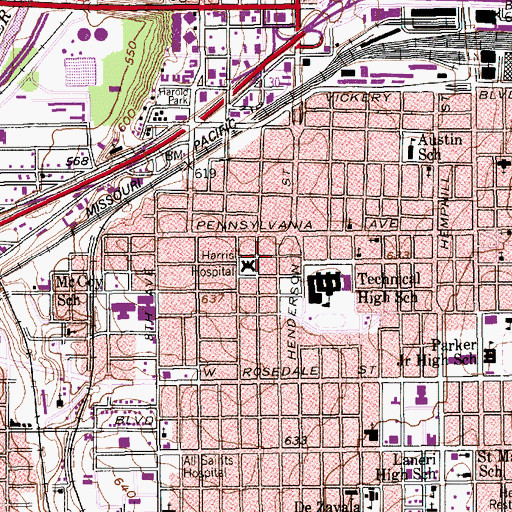 Topographic Map of Harris Methodist Continued Care Hospital, TX