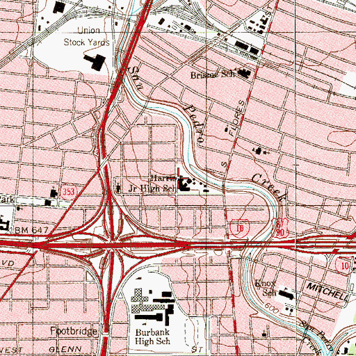Topographic Map of Harris Junior High School, TX