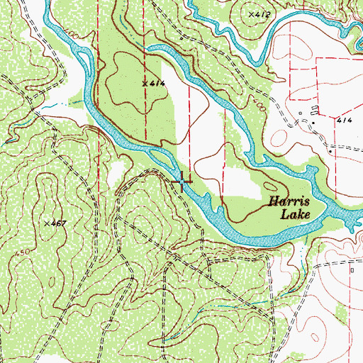 Topographic Map of Harris Lake, TX
