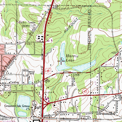 Topographic Map of Harris Lake, TX
