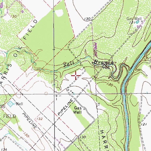 Topographic Map of Harris Oil Field, TX